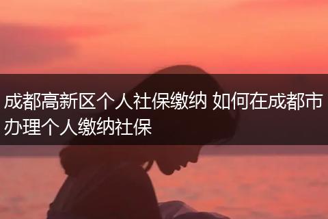 成都高新区个人社保缴纳 如何在成都市办理个人缴纳社保