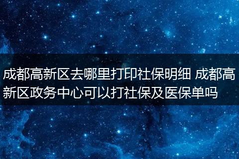 成都高新区去哪里打印社保明细 成都高新区政务中心可以打社保及医保单吗