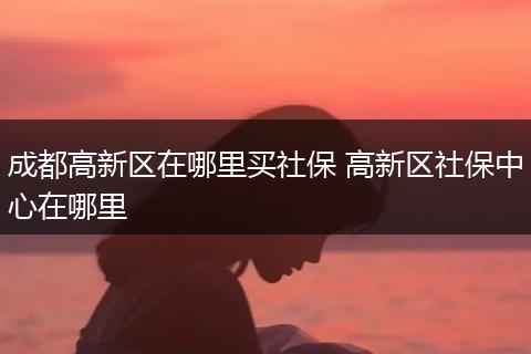 成都高新区在哪里买社保 高新区社保中心在哪里