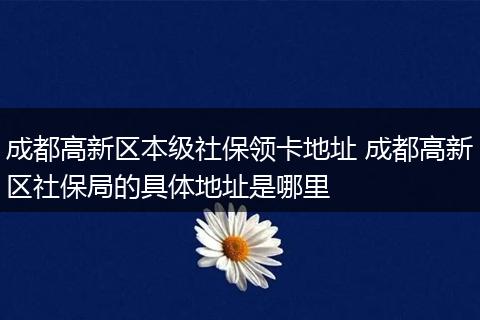 成都高新区本级社保领卡地址 成都高新区社保局的具体地址是哪里