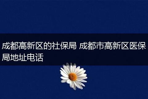 成都高新区的社保局 成都市高新区医保局地址电话