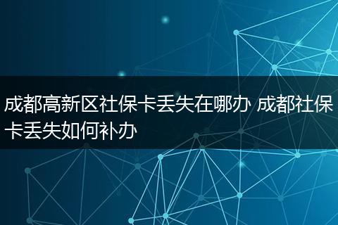 成都高新区社保卡丢失在哪办 成都社保卡丢失如何补办