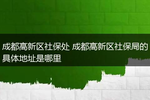 成都高新区社保处 成都高新区社保局的具体地址是哪里