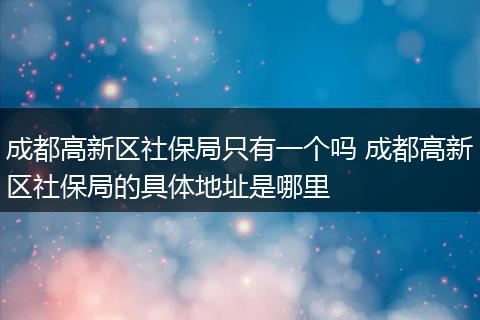 成都高新区社保局只有一个吗 成都高新区社保局的具体地址是哪里