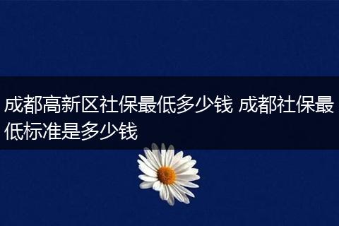 成都高新区社保最低多少钱 成都社保最低标准是多少钱