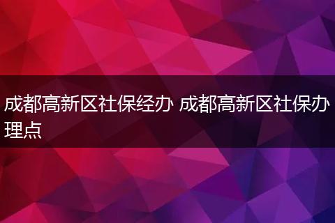 成都高新区社保经办 成都高新区社保办理点