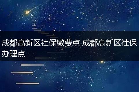 成都高新区社保缴费点 成都高新区社保办理点