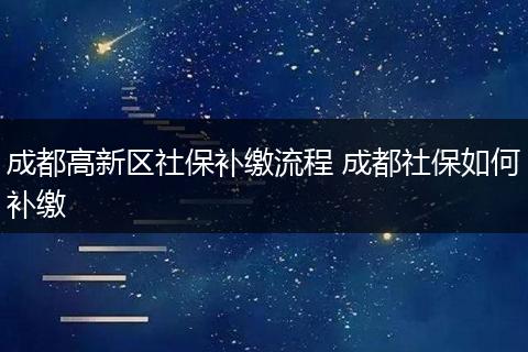 成都高新区社保补缴流程 成都社保如何补缴