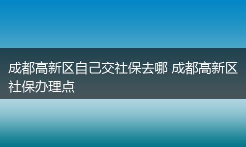 成都高新区自己交社保去哪 成都高新区社保办理点