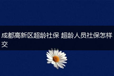 成都高新区超龄社保 超龄人员社保怎样交