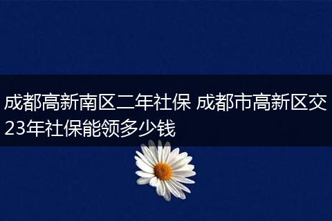 成都高新南区二年社保 成都市高新区交23年社保能领多少钱