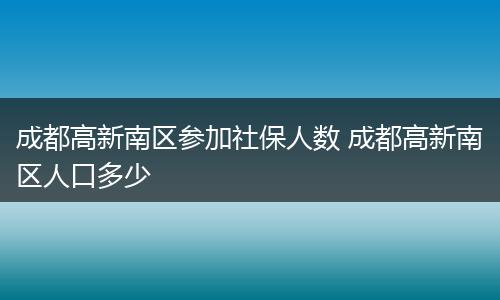 成都高新南区参加社保人数 成都高新南区人口多少