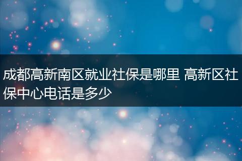 成都高新南区就业社保是哪里 高新区社保中心电话是多少
