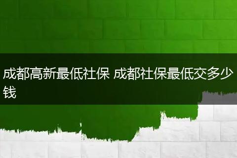 成都高新最低社保 成都社保最低交多少钱