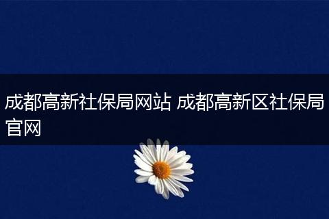 成都高新社保局网站 成都高新区社保局官网