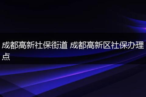 成都高新社保街道 成都高新区社保办理点