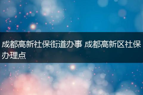 成都高新社保街道办事 成都高新区社保办理点