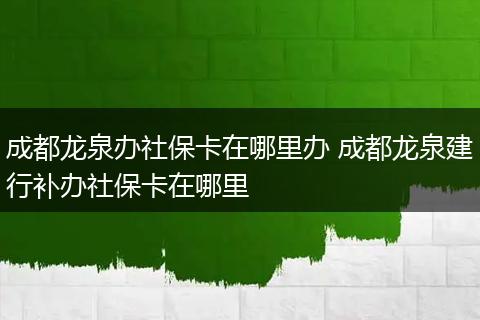 成都龙泉办社保卡在哪里办 成都龙泉建行补办社保卡在哪里