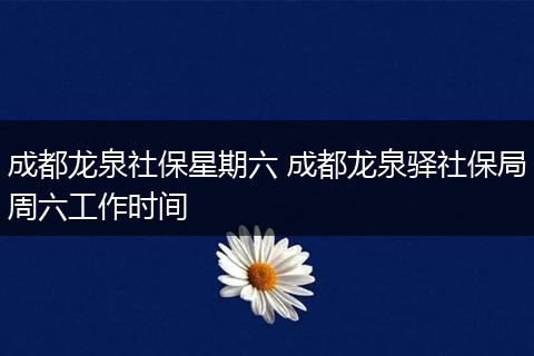 成都龙泉社保星期六 成都龙泉驿社保局周六工作时间
