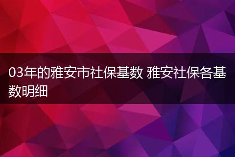 03年的雅安市社保基数 雅安社保各基数明细