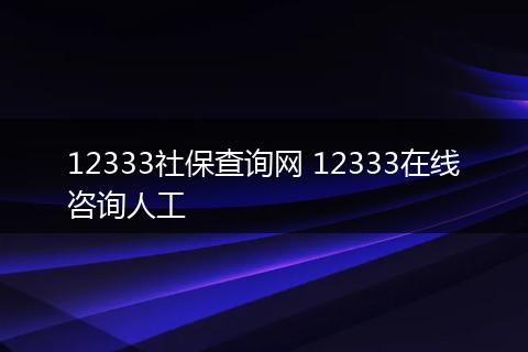 12333社保查询网 12333在线咨询人工