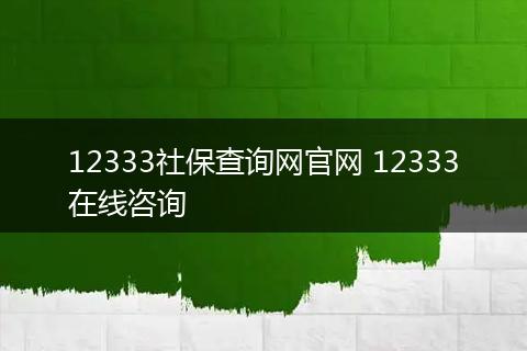 12333社保查询网官网 12333在线咨询