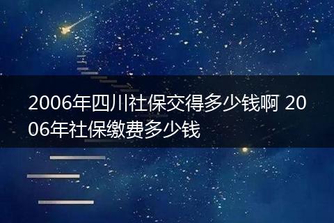 2006年四川社保交得多少钱啊 2006年社保缴费多少钱