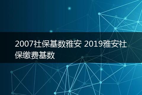 2007社保基数雅安 2019雅安社保缴费基数