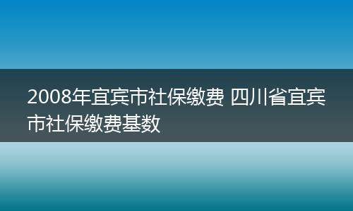 2008年宜宾市社保缴费 四川省宜宾市社保缴费基数
