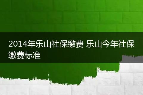2014年乐山社保缴费 乐山今年社保缴费标准