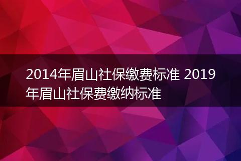 2014年眉山社保缴费标准 2019年眉山社保费缴纳标准