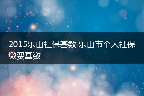 2015乐山社保基数 乐山市个人社保缴费基数