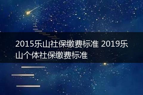 2015乐山社保缴费标准 2019乐山个体社保缴费标准