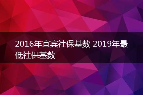 2016年宜宾社保基数 2019年最低社保基数