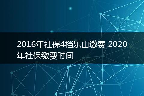 2016年社保4档乐山缴费 2020年社保缴费时间