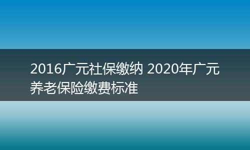 2016广元社保缴纳 2020年广元养老保险缴费标准