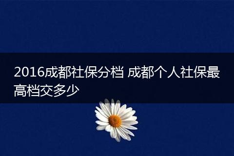 2016成都社保分档 成都个人社保最高档交多少