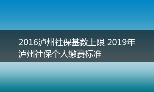 2016泸州社保基数上限 2019年泸州社保个人缴费标准