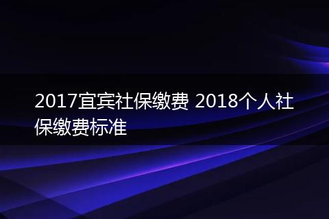 2017宜宾社保缴费 2018个人社保缴费标准