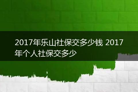 2017年乐山社保交多少钱 2017年个人社保交多少