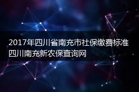 2017年四川省南充市社保缴费标准 四川南充新农保查询网