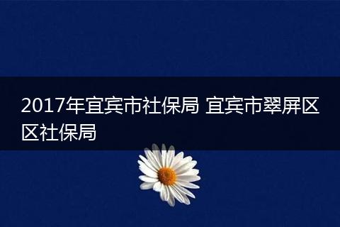 2017年宜宾市社保局 宜宾市翠屏区区社保局