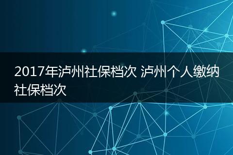 2017年泸州社保档次 泸州个人缴纳社保档次