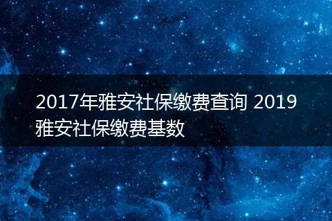 2017年雅安社保缴费查询 2019雅安社保缴费基数