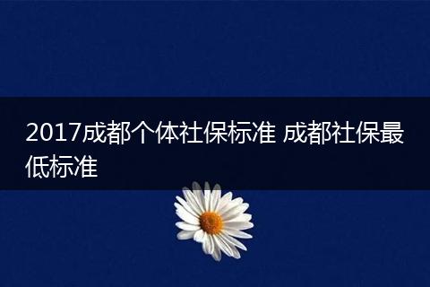 2017成都个体社保标准 成都社保最低标准