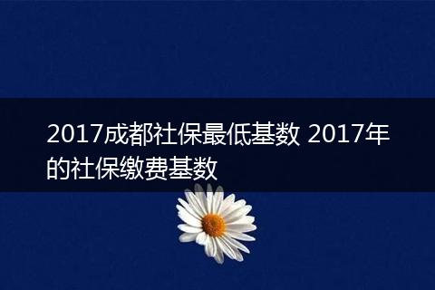 2017成都社保最低基数 2017年的社保缴费基数