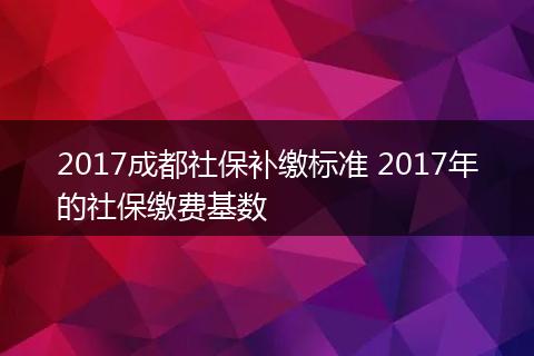 2017成都社保补缴标准 2017年的社保缴费基数