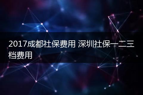 2017成都社保费用 深圳社保一二三档费用