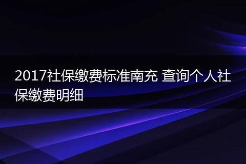 2017社保缴费标准南充 查询个人社保缴费明细