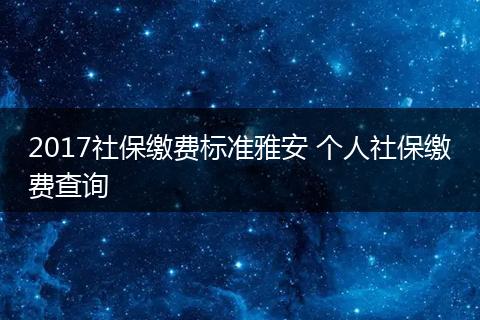 2017社保缴费标准雅安 个人社保缴费查询